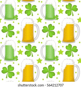 St. Patrick's Day seamless pattern. Endless background texture. Vector illustration