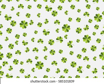 St. Patrick's day. Seamless pattern with clover on a white background. Vector illustration