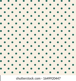 St. Patrick's Day Seamless Patterns with polka dot in Dark Green and Off white colors for wallpapers, pattern fills, web backgrounds, greeting cards, fashion, textile, print, wrapping paper.