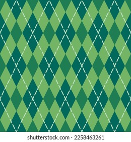 St. Patricks Day Seamless Texture. Editable pattern with green argyle in swatches.