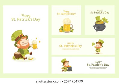 St. patricks day. Set of banners, Posters postcards, different formats and sizes. 