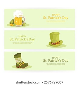 St. Patricks Day. Set of banners, posters, postcards of different formats and sizes.