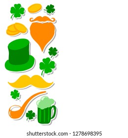 St. Patricks Day set with copyspase. Vector illustration isolated on white background.