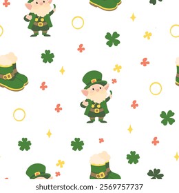 St. Patrick's Day set of elements. Vector illustration of set of elements in green color.