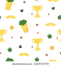 St. Patrick's Day set of elements. Vector illustration of set of elements in green color.