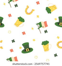 St. Patrick's Day set of elements. Vector illustration of set of elements in green color.