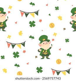 St. Patrick's Day set of elements. Vector illustration of set of elements in green color.