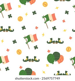 St. Patrick's Day set of elements. Vector illustration of set of elements in green color.