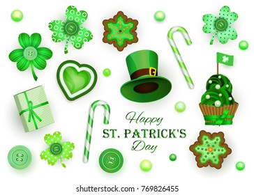 St. Patrick's Day. Set of festive symbols and elements for design. Vector illustration