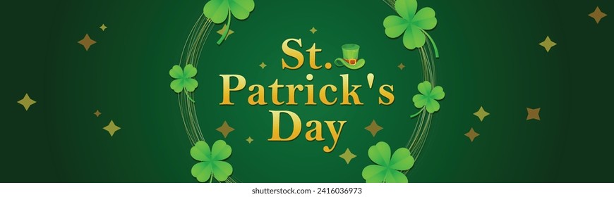 St. Patrick's Day set of flyers brochures, invitation to a holiday, corporate holiday. a leprechaun hat, a shamrock, a rainbow,a pot of gold coins, on a dark green background. Vector illustration.