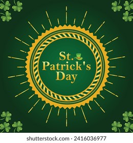 St. Patrick's Day set of flyers brochures, invitation to a holiday, corporate holiday. a leprechaun hat, a shamrock, a rainbow,a pot of gold coins, on a dark green background. Vector illustration.