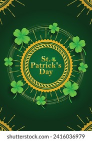 St. Patrick's Day set of flyers brochures, invitation to a holiday, corporate holiday. a leprechaun hat, a shamrock, a rainbow,a pot of gold coins, on a dark green background. Vector illustration.