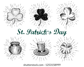 St. Patrick's Day set. Hand drawn illustrations