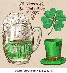 St. Patrick's Day set. Hand drawn illustrations