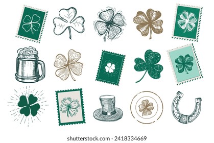 St. Patrick's Day set. Hand drawn illustrations