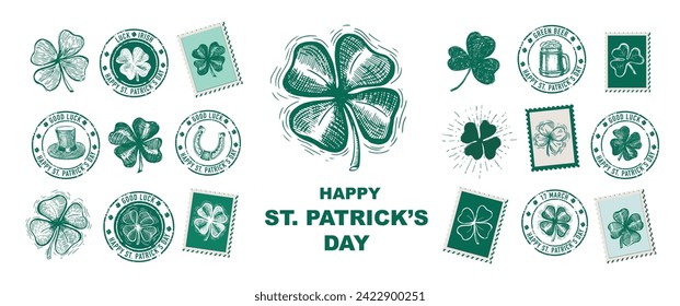 St. Patrick's Day Set. Handgezeichnete Illustrationen