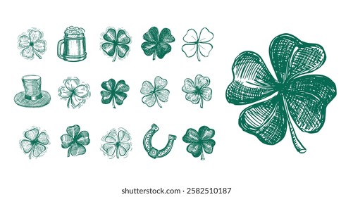 St. Patrick's Day set. Hand drawn illustrations	