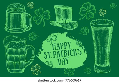St. Patrick's Day set. Hand drawn illustrations