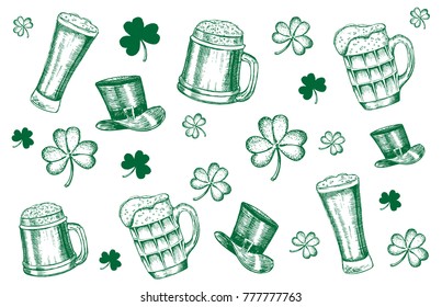 St. Patrick's Day set. Hand drawn illustrations