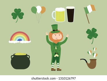 St Patrick's day set of icons background vector illustration