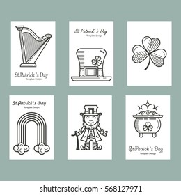 St. Patrick's Day set in a linear style cards