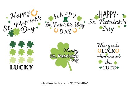 St. Patrick's Day set. St. Patrick's Day quotes. Vector design elements set.