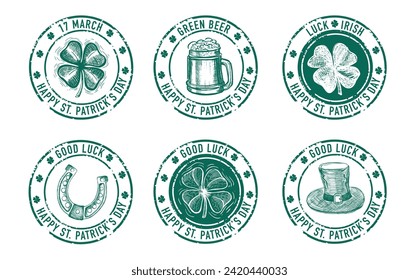 St. Patrick's Day set, Stamps, Hand drawn illustrations	