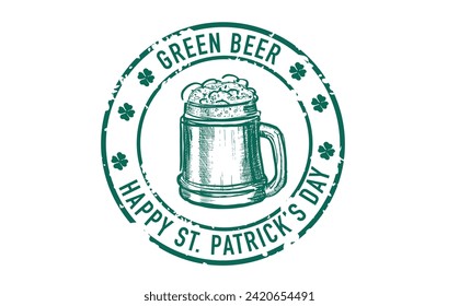St. Patrick's Day set, Stamps, mail, postcard, Hand drawn illustrations	