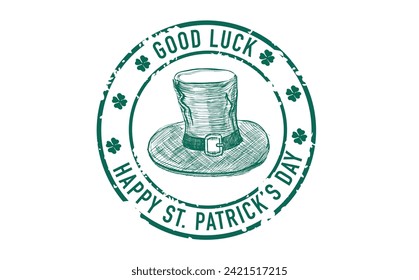 St. Patrick's Day set, Stamps, mail, postcard, Hand drawn illustrations	