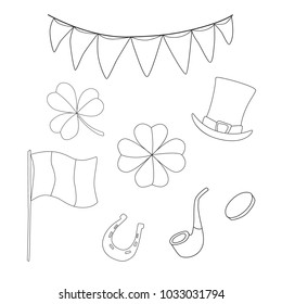 St. Patrick's Day Set of Vector illustration for design, card. Ireland traditional holiday.