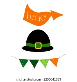  St. Patrick's Day set Vector doodle cartoon illustration.