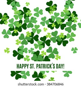 St Patrick's Day shamrock background. Green clover isolated on white background. Ireland symbol pattern. Irish header for web site. Vector illustration