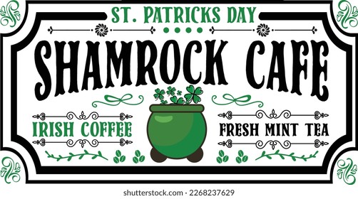 St. Patricks Day Shamrock Cafe Svg
