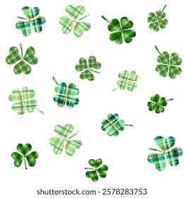 st. patrick's day shamrock and clover leaves seamless pattern background