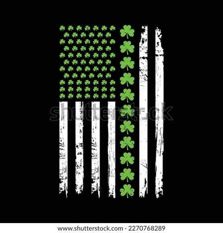 St Patricks Day Shamrock Flag T-Shirt, Shamrock Flag Vector, USA Flag Vector, St Patricks Day USA Flag Vector