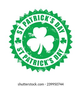 St Patrick's day, shamrock, grunge rubber stamp, vector illustration