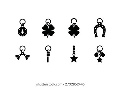 St Patrick's Day Shamrock Schlüsselanhänger Silhouetten Vektor Pack