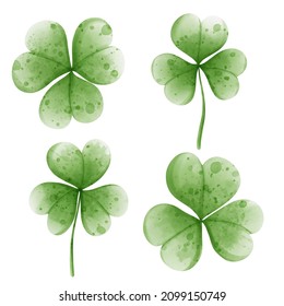 St Patrick's day, shamrock leaf watercolor 