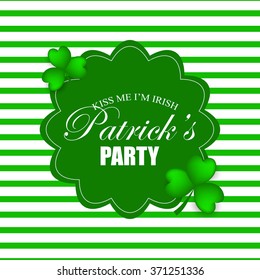  St Patrick's Day Shamrock Leaves Border Background Illustration Vector. Set of Typographic Design Badges for Saint Patrick's Day