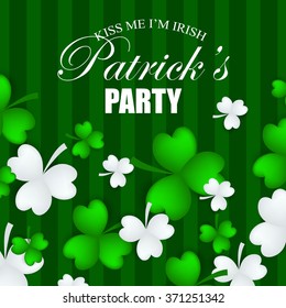  St Patrick's Day Shamrock Leaves Border Background Illustration Vector. Set of Typographic Design Badges for Saint Patrick's Day