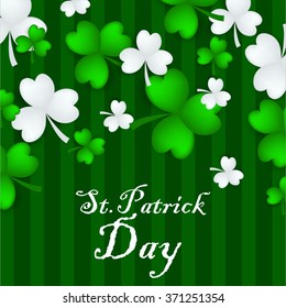  St Patrick's Day Shamrock Leaves Border Background Illustration Vector. Set of Typographic Design Badges for Saint Patrick's Day