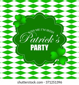 St Patrick's Day Shamrock Leaves Border Background Illustration Vector. Set of Typographic Design Badges for Saint Patrick's Day