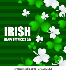  St Patrick's Day Shamrock Leaves Border Background Illustration Vector. Set of Typographic Design Badges for Saint Patrick's Day