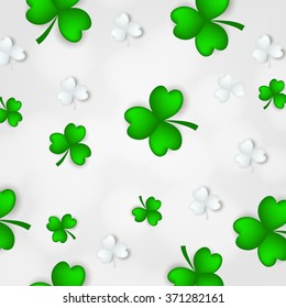  St Patrick's Day Shamrock Leaves Border Background Illustration Vector. Set of Typographic Design Badges for Saint Patrick's Day