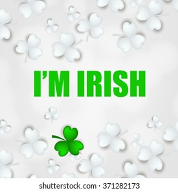 St Patrick's Day Shamrock Leaves Border Background Illustration Vector. Set of Typographic Design Badges for Saint Patrick's Day