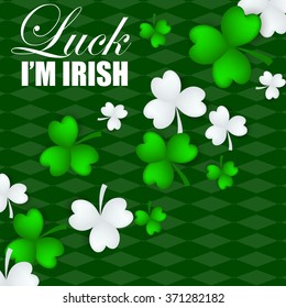  St Patrick's Day Shamrock Leaves Border Background Illustration Vector. Set of Typographic Design Badges for Saint Patrick's Day