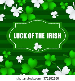  St Patrick's Day Shamrock Leaves Border Background Illustration Vector. Set of Typographic Design Badges for Saint Patrick's Day