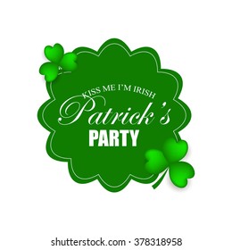 St Patrick's Day Shamrock Leaves Border Background Illustration Vector. Set of Typographic Design Badges for Saint Patrick's Day