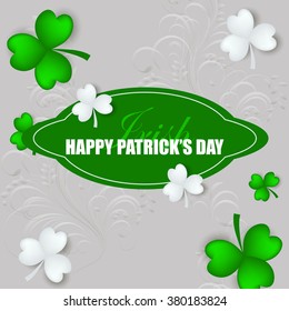St Patrick's Day Shamrock Leaves Border Background Illustration Vector. Set of Typographic Design Badges for Saint Patrick's Day