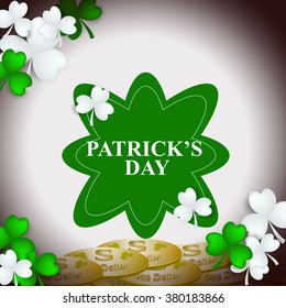 St Patrick's Day Shamrock Leaves Border Background Illustration Vector. Set of Typographic Design Badges for Saint Patrick's Day